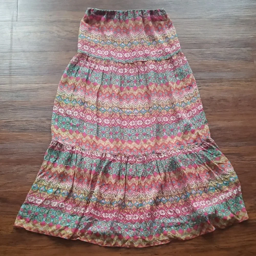 Diane Von Furstenberg Silk Maxi Skirt Size P Boho Chic Feminine Preppy Summer